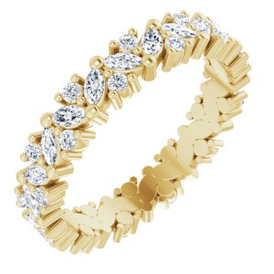 14K Yellow 1 1/5 CTW Natural Diamond Cluster Eternity Band Size 6.5